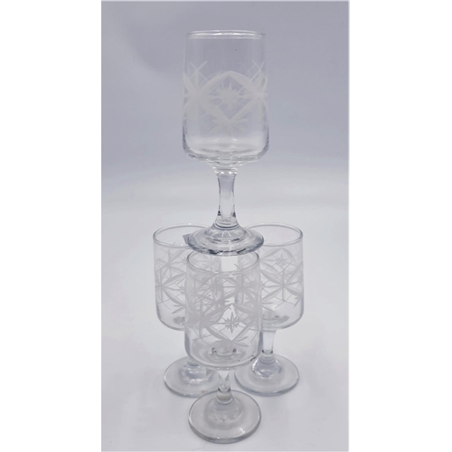 240 - ETCHED GLASS PORT/SHERRY GLASSES (4)