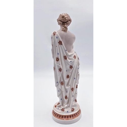 249 - VICTORIAN PARIAN/BISQUE 36 cm CHARACTER FIGURINE OF A LADY IN A CLASSICAL ROBE c1860/70