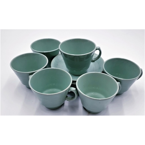 364 - WOODS WARE BERYL GREEN TEACUPS & SAUCERS (6)