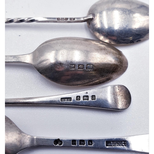 372 - SILVER SPOONS (Qty Of) To Include RIFLE CLOB 1909 FLUTED BOWL SPOON 1900 , PATTERNED FINIAL SPOON 19... 