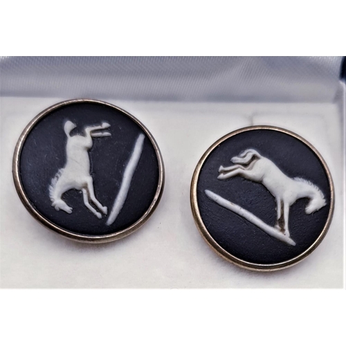 396 - WEDGWOOD BLACK JASPER WARE/SILVERCUFF LINKS (Old)  (Boxed)