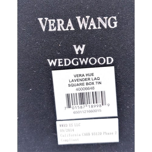 405 - WEDGWOOD SQUARE 18cm x 18cm LAVENDER LACQUERED SQUARE BOX By Designer Vera Wang  (Boxed)