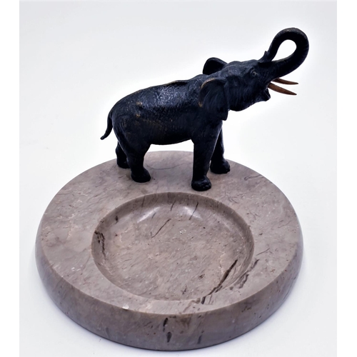 60 - VIDE POCHE With BRONZE ELEPHANT ON A MARBLE /GRANATE BASE (Early 20th Century)
((French for empty po... 