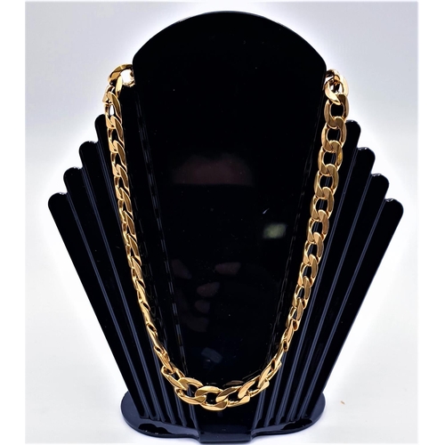 618 - 18K GOLD PLATED (Unmarked) GENTS 48cm NECK CHAIN (Total Weight 96.2 Grams) WITH ART DECO STYLE STAND