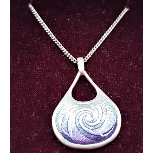 702 - SILVER (925) / ENAMEL PENDANT ON A SILVER (925)  NECK CHAIN  (Boxed)