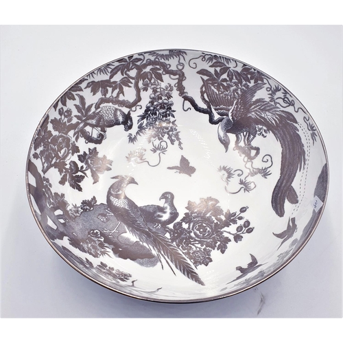 751 - ROYAL CROWN DERBY CHINA 24cm Dia BOWL IN THE AVES PLATINUM DESIGN