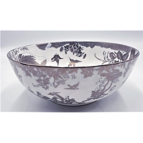 751 - ROYAL CROWN DERBY CHINA 24cm Dia BOWL IN THE AVES PLATINUM DESIGN