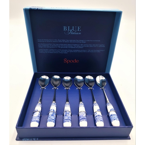 761 - SPODE CHINA BLUE/WHITE (Boxed Set Of Six) TEASPOONS IN THE ITALIAN DESIGN