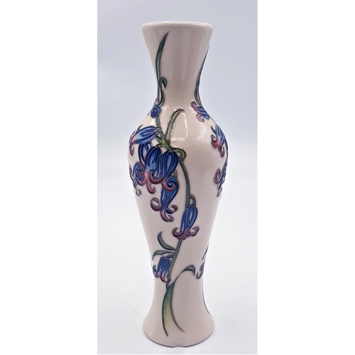 764 - MOORCROFT 21cm VASE IN THE BLUEBELL HARMONY DESIGN (Red Dot) (Chip On Base)