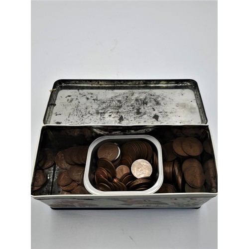 715 - TIN CONTAINING A Large Qty Of MAINLY GEORGE VI PENNIES