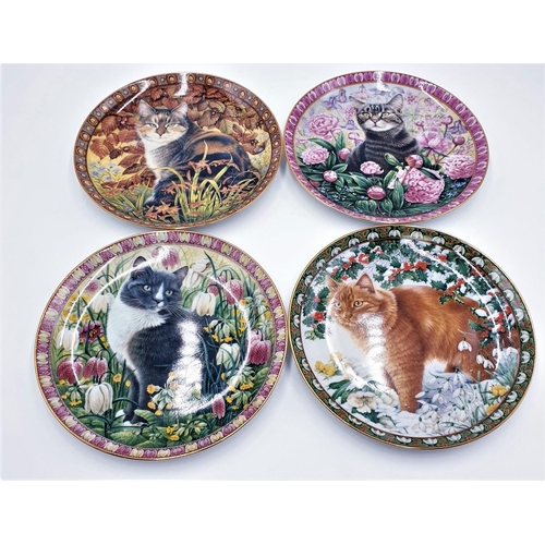417 - DANBURY MINT PORCELAIN 21cm Dia CAT PLATES (4) FROM THE FOUR SEASONS COLLECTION
