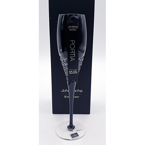 795 - WATERFORD CRYSTAL Large 27cm CHAMPAGNE FLUTE IN THE ROCHA MUSE PORTIA BLACK DESIGN By Designer Mr Jo... 