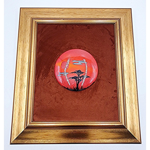 797 - FRAMED POOLE POTTERY PLAQUE IN THE AFRICAN SUNSET DESIGN.
(Please note This Lot WILL NOT BE PACKED O... 