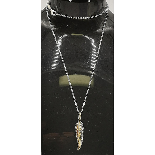 822 - PRESENTED AS A WHITE METAL LEAF PENDANT ON A SILVER (925) 50cm NECK CHAIN (Total Weight 4.19 Grams) ... 