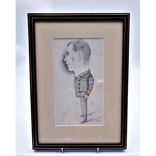 111 - MILITARY CHARACTURE DRAWING OF AN OFFICER By Amies Milner Signed And Dated 1921