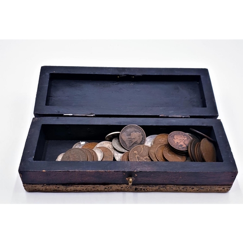 123 - WOOD BOX CONTAINING A Qty Of OLD COINAGE