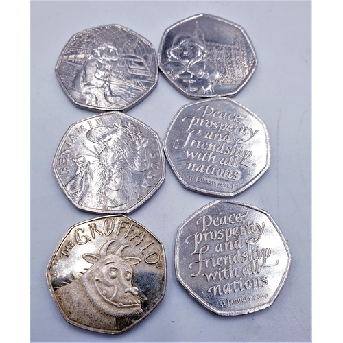 124 - ROYAL MINT 50 Pence COINS (5) To Include 