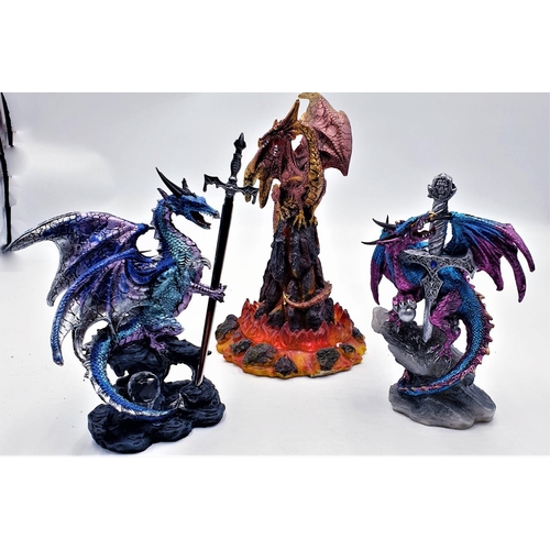 129 - NEMESIS NOW ! POLYRESIN FANTASY GROUP To Include 25.7cm LIGHT UP MODEL THE VOLCANIC VICTORY, 22cm MO... 