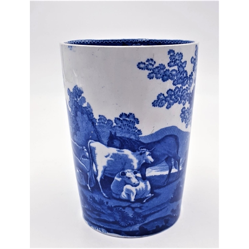 138 - ADAMS 13.5cm BLUE/WHITE VASE With CATTLE SCENES