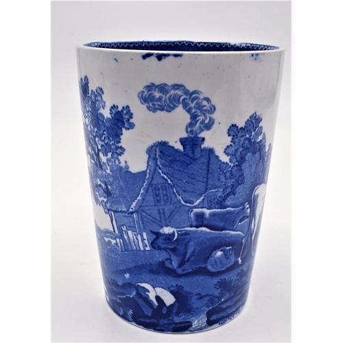 138 - ADAMS 13.5cm BLUE/WHITE VASE With CATTLE SCENES