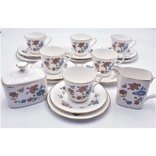 141 - ROYAL DOULTON CHINA TRIOS (6) LIDDED SUGAR And CREAMER IN THE MADRIGAL DESIGN