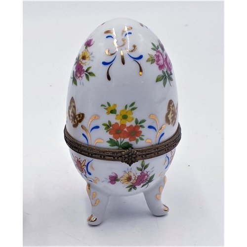 146 - DC & Co LIMOGES EGG SHAPED TRINKET BOX Plus SIMILAR FRENCH PORCELAIN PERFUME BOTTLE