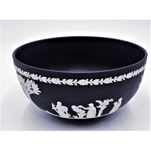 203 - WEDGWOOD BLACK JASPER WARE 19.5cm Dia BOWL