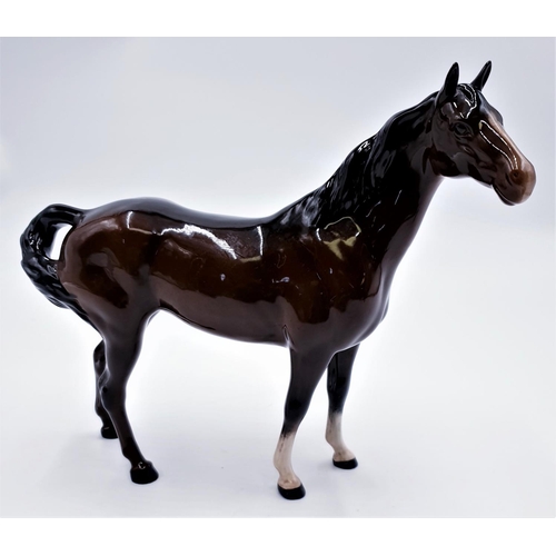 257 - ROYAL DOULTON Large 22.2cm MODEL OF A SWISH TAIL HORSE  (Brown Gloss Colourway) (Beswick Model No 11... 