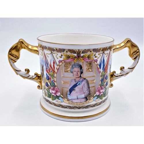 265 - AYNSLEY CHINA 13cm LOVING CUP (To Commemorate HRH Queen Elizabeth's 50th Anniversary)