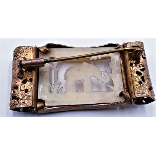 305 - AFRICAN STYLE CARVED ELEPHANT BROOCH  (Boxed)