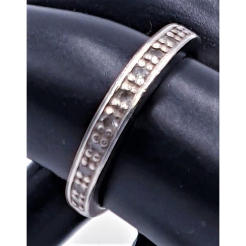 320 - SILVER (925) HALF ETERNITY RING  (Size P,Total Weight 2.20 Grams) (Boxed)