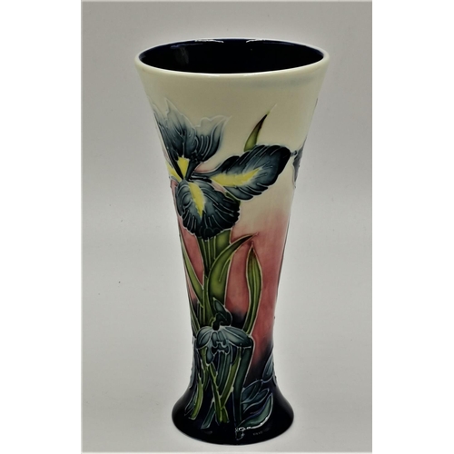 327 - OLD TUPTON WARE TUBELINED 20cm TRUMPET VASE IN THE IRIS FLOWER DESIGN (Product Code No 1298) (Origin... 