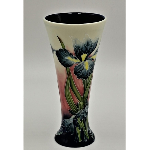 327 - OLD TUPTON WARE TUBELINED 20cm TRUMPET VASE IN THE IRIS FLOWER DESIGN (Product Code No 1298) (Origin... 