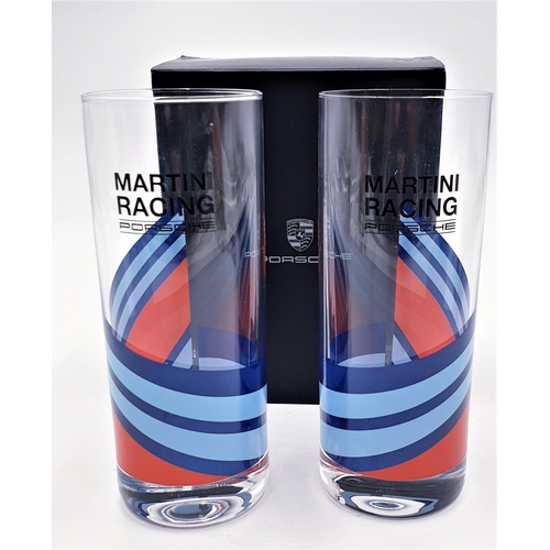 34 - PORSCHE (Boxed Set Of Two) MARTINI RACING HI-BALL GLASSES (Official Licenced Product)