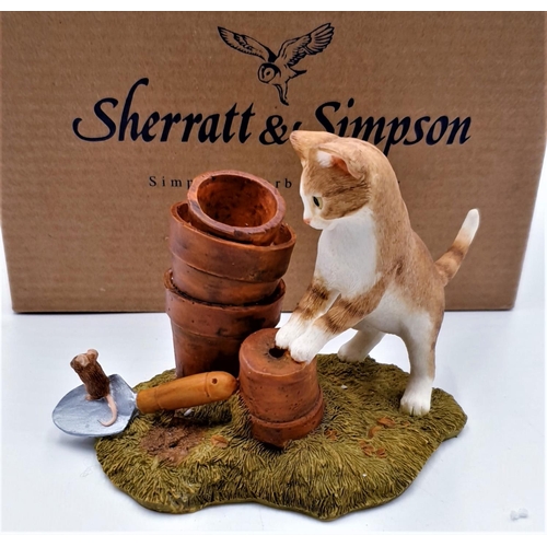 68 - SHERRATT & SIMPSON 8cm MODEL OF A KITTEN With FOWER POTS (Model No 55028) (As New,Old Stock,Original... 