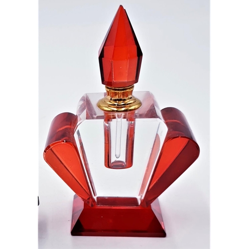 689 - CRYSTAL ART DECO PERFUME BOTTLES (2)