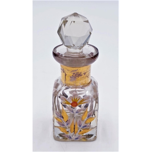 692 - GLASS (Hand Painted) PERFUME BOTTLE (Old)