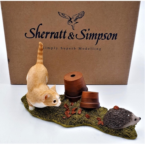 70 - SHERRATT & SIMPSON MODEL OF A KITTEN CHASING A HEDGEHOG (Model No 55029) (As New,Old Stock,Original ... 