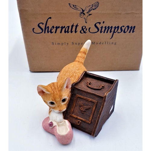 82 - SHERRATT & SIMPSON 7.5cm MODEL OF A KITTEN With COAL BOX And SLIPPER (Model No 55520) (As New,Old St... 