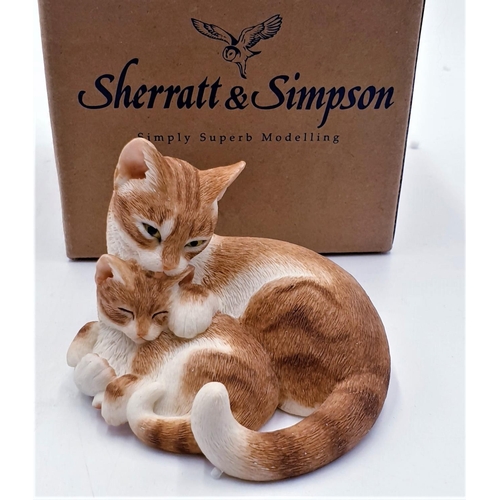 85 - SHERRATT & SIMPSON MODEL OF A CAT CURLED UP With KITTEN (Model No 550608) (As New,Old Stock,Original... 