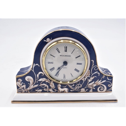 170 - WEDGWOOD CHINA 16 cm x 11 cm CLOCK IN THE CORNUCOPIA DESIGN (Found To Be Working When Photographed)