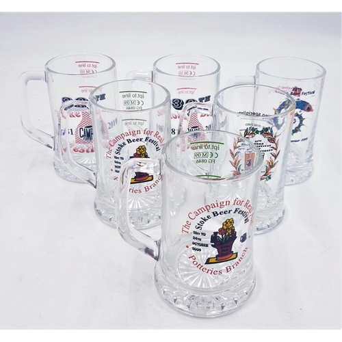 181 - CHINA STOKE ON TRENT TANKARDS (6) (Relating To Stoke Festival)  (Boxed)