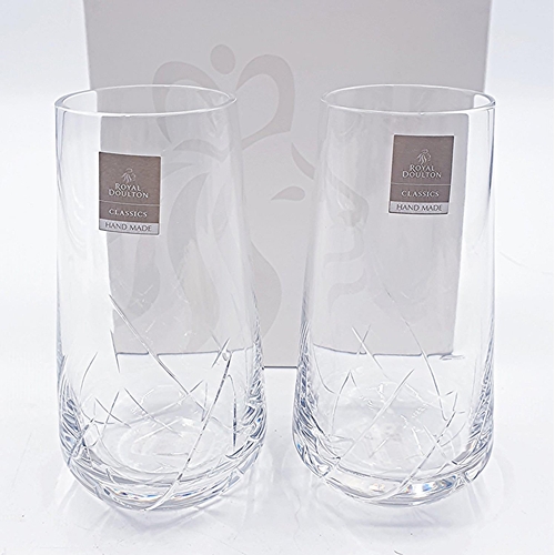 829 - ROYAL DOULTON CRYSTAL (Boxed Set Of Two) HIGH-BALL GLASSES