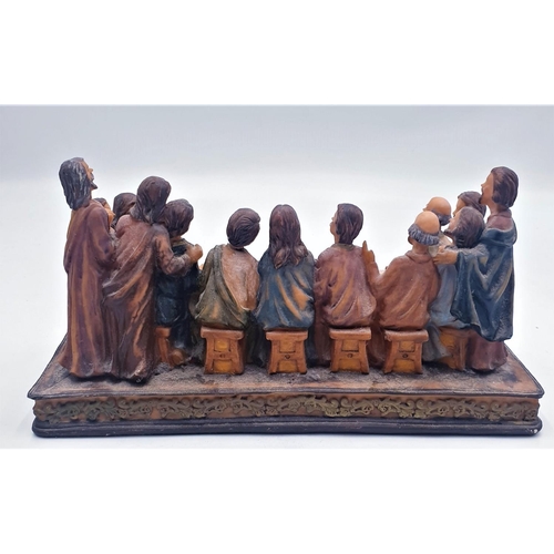 113 - RESIN COMPOSITION 29cm x 11cm x 15cm MODEL OF THE LAST SUPPER