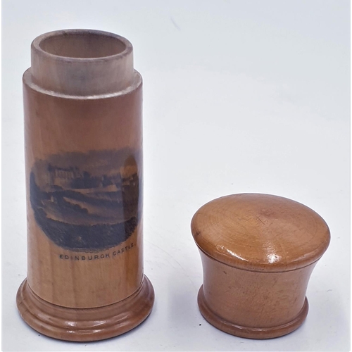 3 - MAUCHLINE WARE BOTTLE or PIN HOLDER DEPICTING  EDINBURGH CASTLE