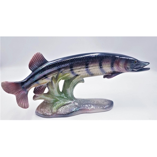 50 - JEMA WARE (Holland) Extra Large 48cm x 20cm LUSTRE MODEL OF A PIKE