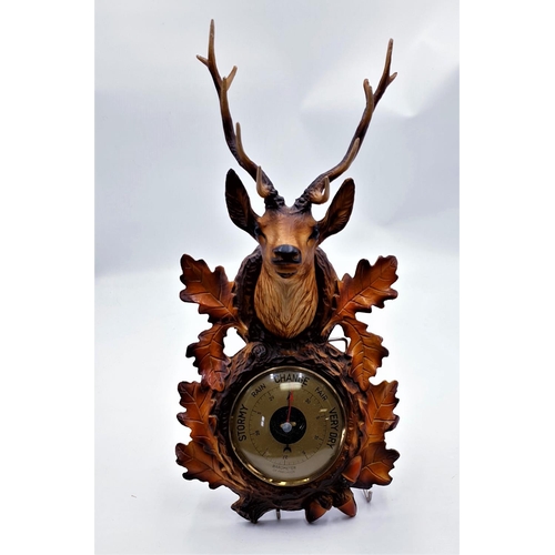 694 - FRENCH DUPPOSE STAG WALL MOUNTING BAROMETER