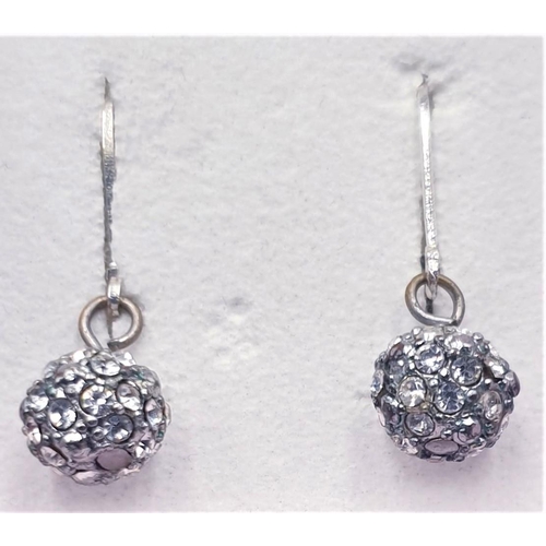 729 - SILVER (925) CRSTAL DROP EARRINGS  (Boxed)