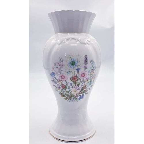 73 - AYNSLEY CHINA 27 cm VASE IN THE WILD TUDOR DESIGN (Original Box)