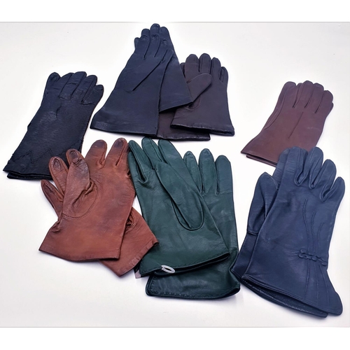 75 - LEATHER LADIES GLOVES (Seven Pairs) (Old) (Un-used)